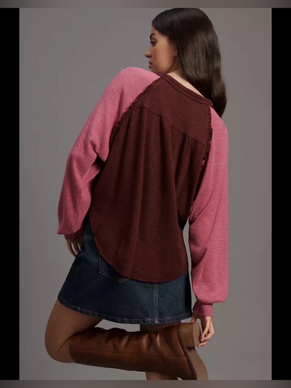 Pilcro Ruffled Raglan Thermal Top - Picture 3 of 7